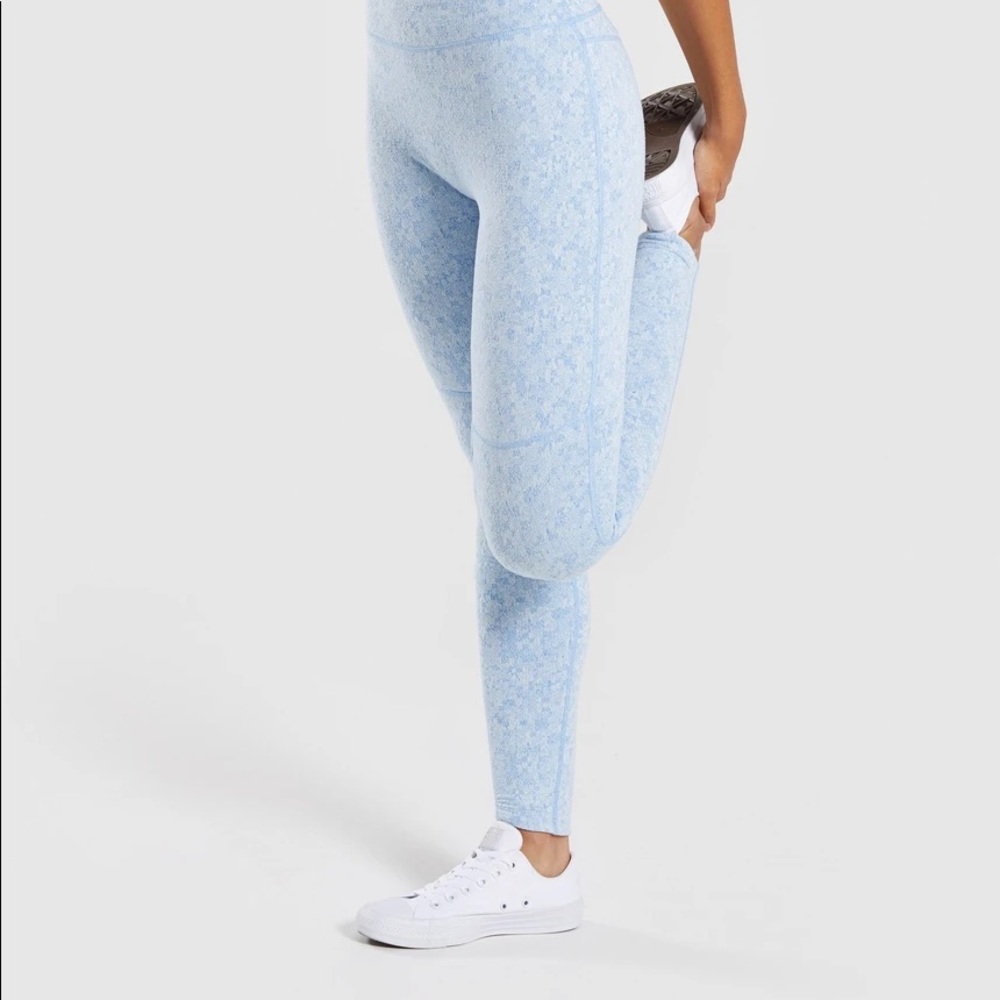 fleur textured leggings maibu blue-Gymshark
